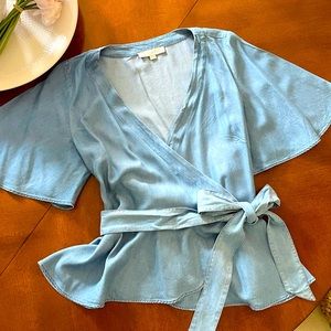 Loft Large Chambray Denim Wrap Top